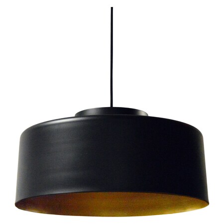Dainolite 1Lt Metal Pendant, Black & Gold Finish KUP-201P-BK-GLD
